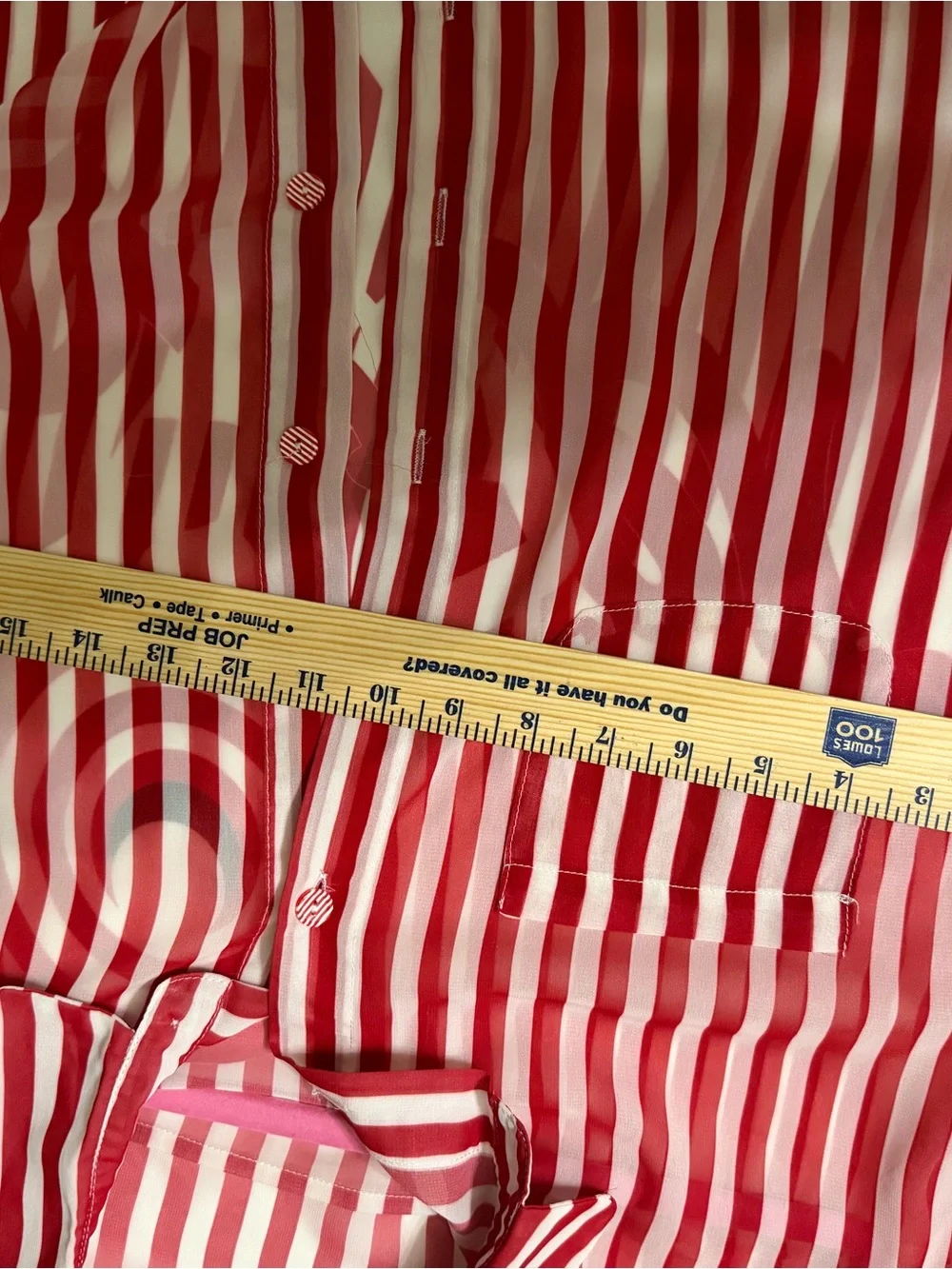 Striped Red & White Button-Front swim cover up